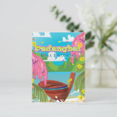 Padangbai Cartoon Reiseplakatkunst. Postkarte (Stehend Vorderseite)