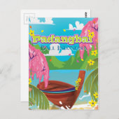 Padangbai Cartoon Reiseplakatkunst. Postkarte (Vorne/Hinten)