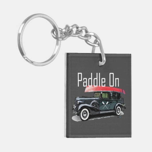 Paddel auf klassischem Auto-Design - Quadrat (dopp Schlüsselanhänger (Vorderseite links)