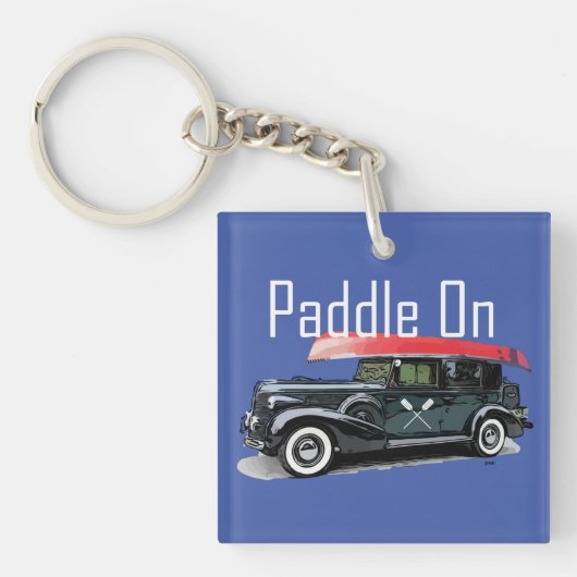 Paddel auf klassischem Auto-Design - Quadrat (dopp Schlüsselanhänger (Vorderseite)