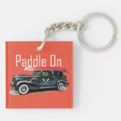 Paddel auf klassischem Auto-Design - Quadrat (dopp Schlüsselanhänger (Rückseite)