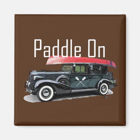 Paddel auf klassischem Auto-Design - Square Magnet (Vorne)