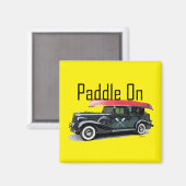 Paddel auf klassischem Auto-Design - Square Magnet (Vorderseite/Rückseite)