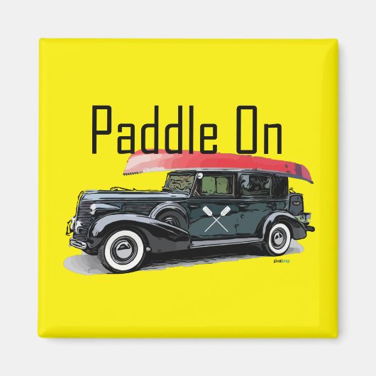 Paddel auf klassischem Auto-Design - Square Magnet (Vorne)