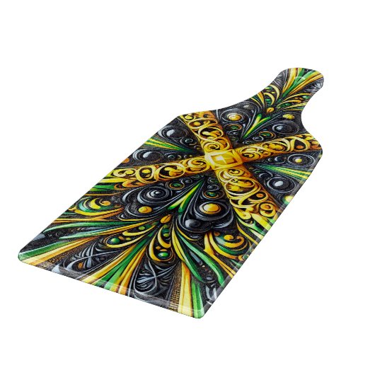 Paddel aus Glas Jamaikanische Farben Schneidebrett (Ecke)