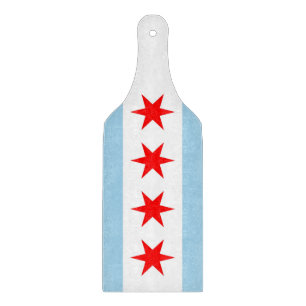 Paddel aus Glas mit Chicagoer Flagge Schneidebrett