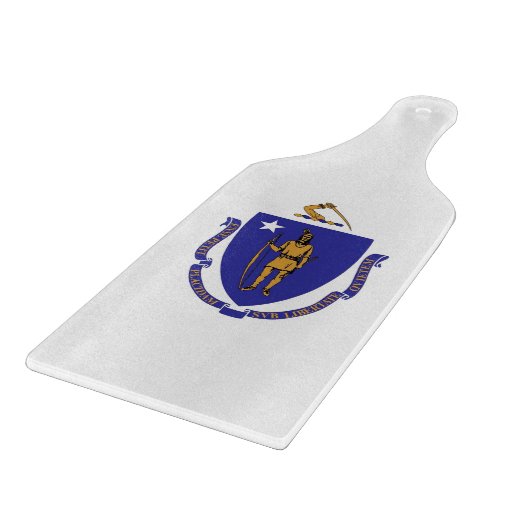 Paddel aus Glas mit Massachusetts-Fahne Schneidebrett (Ecke)