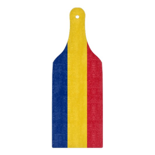 Paddel aus Glas mit rumänischer Flagge Schneidebrett (Vorderseite)