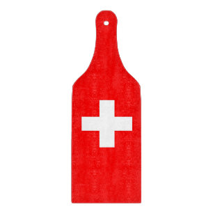 Paddel aus Glas mit Schweizer Flagge Schneidebrett