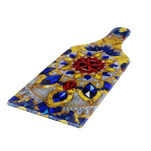 Paddel aus Glas Rumänische Farben Schneidebrett (Ecke)