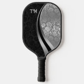 Paddel aus schwarz-silberfarbenem Damast Pickleball Schläger (Rückseite)