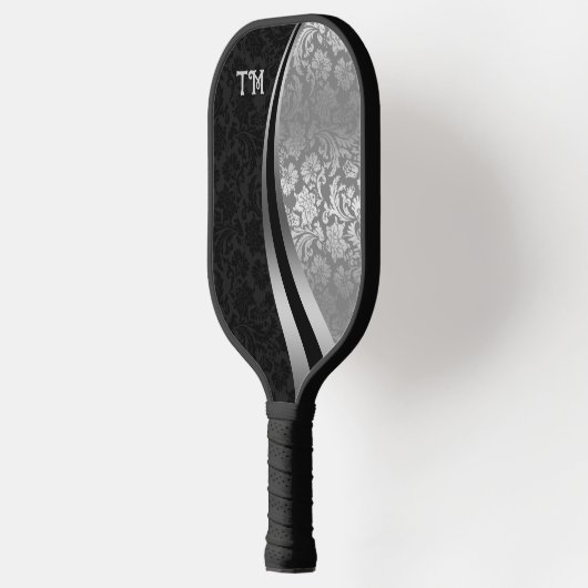 Paddel aus schwarz-silberfarbenem Damast Pickleball Schläger (Links)