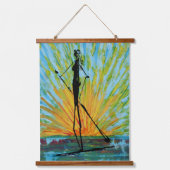 Paddel Boarding Girl & Impressionist Wandteppich Mit Holzrahmen (Vorderseite 2)