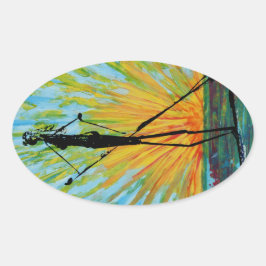 Paddel-Boarding Ovaler Aufkleber