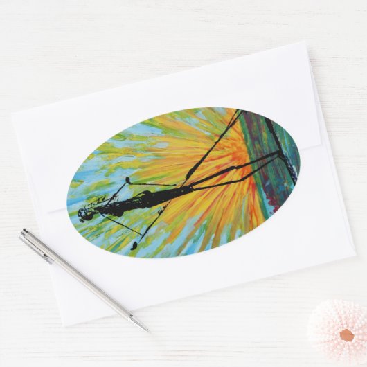 Paddel-Boarding Ovaler Aufkleber (Umschlag)