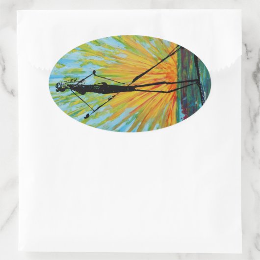 Paddel-Boarding Ovaler Aufkleber (Tasche)