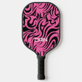 Paddel mit rosa und schwarzem Swirl Pickleball Schläger (Vorderseite)