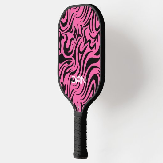 Paddel mit rosa und schwarzem Swirl Pickleball Schläger (Links)