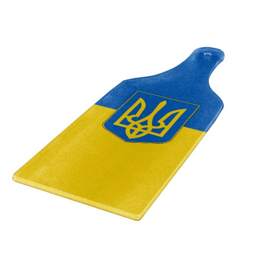 Paddel mit ukrainischer Flagge Schneidebrett (Ecke)