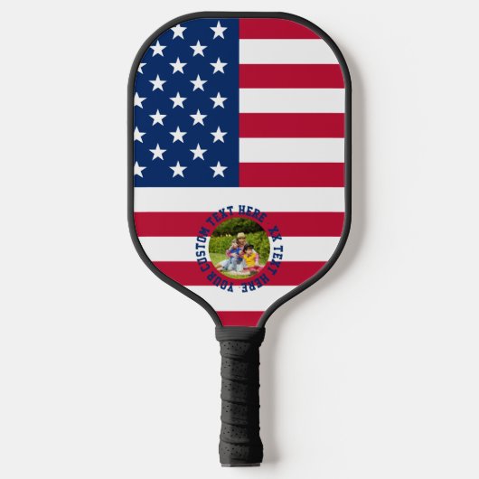 Paddel mit US-Flagge und Fotovorlage Pickleball Schläger (Vorderseite)