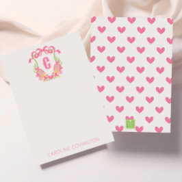 Paddel-Monogramm-Wappen für Rosa und Grüne Pickleb Dankeskarte