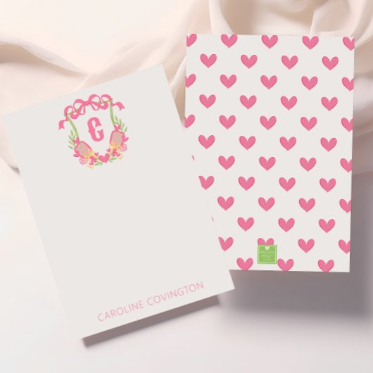 Paddel-Monogramm-Wappen für Rosa und Grüne Pickleb Dankeskarte