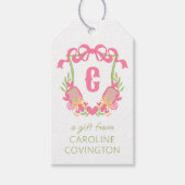 Paddel-Monogramm-Wappen für Rosa und Grüne Pickleb Geschenkanhänger (Vorderseite)