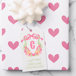 Paddel-Monogramm-Wappen für Rosa und Grüne Pickleb Geschenkanhänger