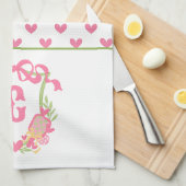 Paddel-Monogramm-Wappen für Rosa und Grüne Pickleb Geschirrtuch (Viertel Falte)