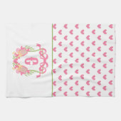 Paddel-Monogramm-Wappen für Rosa und Grüne Pickleb Geschirrtuch (Horizontal)