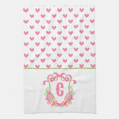 Paddel-Monogramm-Wappen für Rosa und Grüne Pickleb Geschirrtuch (Vertikal)