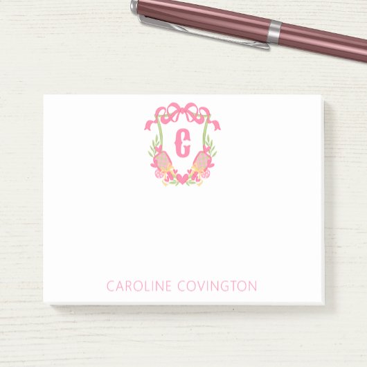 Paddel-Monogramm-Wappen für Rosa und Grüne Pickleb Post-it Klebezettel