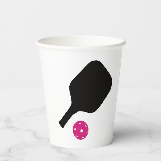 Paddel und rosa Bälle Pappbecher (Rückseite)