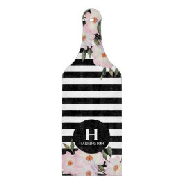 Paddel Wasserfarbe Rosenstreifen Monogramm Schneidebrett