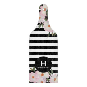 Paddel Wasserfarbe Rosenstreifen Monogramm Schneidebrett