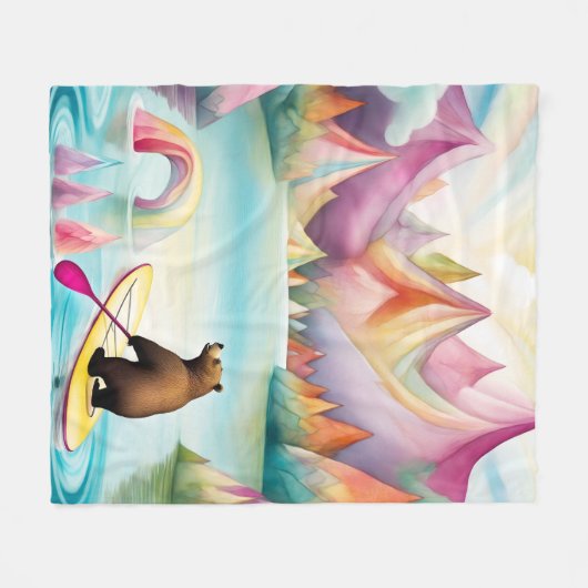 Paddelbär im Pastellfarbendesign Fleecedecke (Vorderseite (Horizontal))