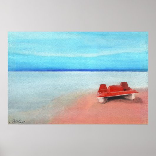 Paddelboot auf rosa Sand Poster (Vorne)