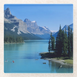 Paddeln auf dem Maligne Lake bei Spirit Island Glasuntersetzer