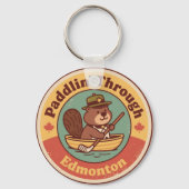 Paddeln durch Edmonton Kunst Schlüsselanhänger (Rückseite)