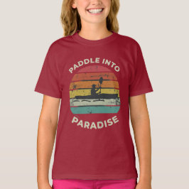 "Paddeln ins Paradies." in mehrfarbigen Farben: T-Shirt
