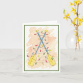 Paddeln mit Weihnachtsbeleuchtung Karte (Gelbe Blume)