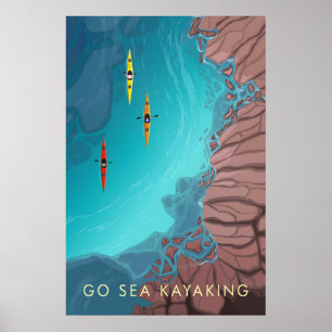 Paddeln Sie mit dem Kayak Reiseplakat Poster