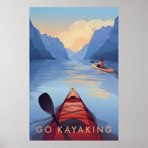 Paddeln Sie mit dem Kayak Reiseplakat Poster