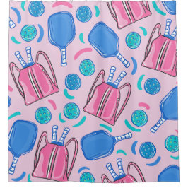 Paddeln und Bälle in Rosa Duschvorhang