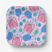 Paddeln und Bälle in Rosa Pappteller (Vorderseite)