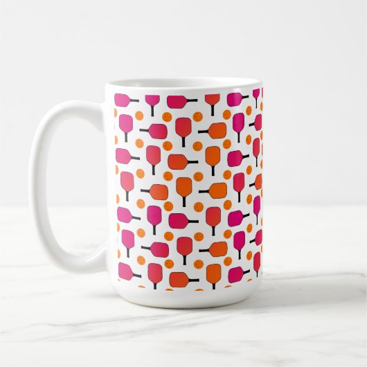 Paddeln und orangefarbene Pickleball Kaffeetasse (Links)