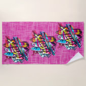 Paddeln und Waves Hot Pink Strandtuch (Vorderseite)