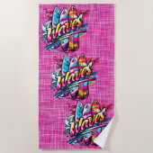 Paddeln und Waves Hot Pink Strandtuch (Vorderseite)