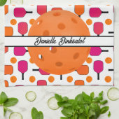 Paddelpaddel in Rosa und Orange Personalisiert Geschirrtuch (Gefaltet)
