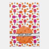 Paddelpaddel in Rosa und Orange Personalisiert Geschirrtuch (Vertikal)